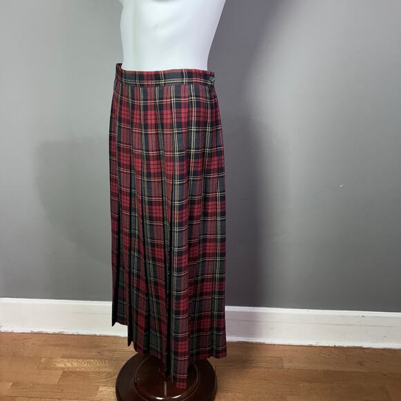 L.L. Bean skirt size 12 pleated wool tartan plaid long vintage school girl